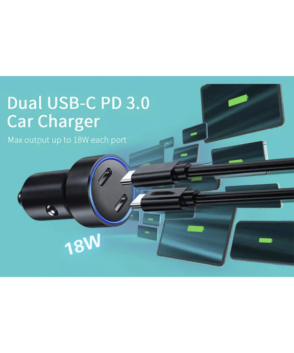 شارژر فندکی فست شارژ ماشین تایپ سی 36 وات چویتک C0054