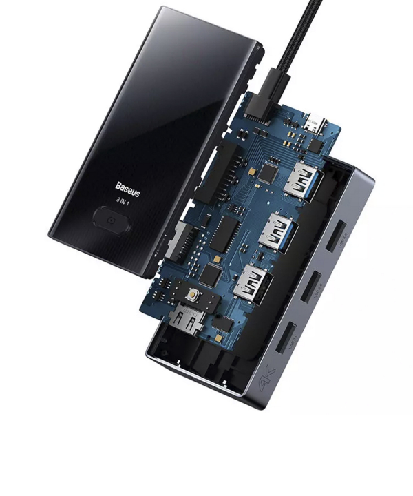 هاب تایپ سی 8 پورت فلزی بیسوس Baseus PadJoy 8 Port Type-C HUB Adapter WKYY030313
