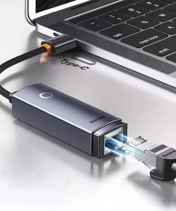 هاب تبدیل تایپ‌سی به RJ45 بیسوس Baseus WKQX000213 Lite Series Type-C to RJ45 LAN Port Hub