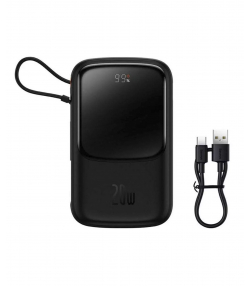 پاوربانک شارژر سریع 20 وات 10000 به همراه کابل تایپ سی 0.5 متری 10000 بیسوس Baseus Qpow Pro Fast Charge Power Bank PPQD020001