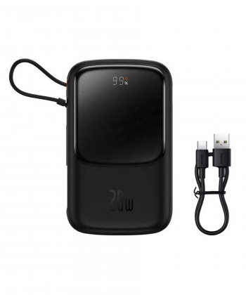 پاوربانک شارژر سریع 20 وات 10000 به همراه کابل تایپ سی 0.5 متری 10000 بیسوس Baseus Qpow Pro Fast Charge Power Bank PPQD020001