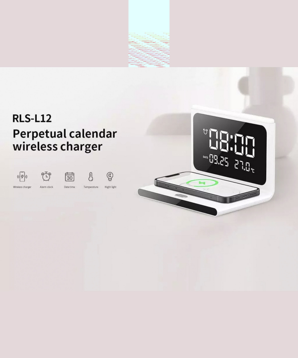 شارژر بی‌سیم و ساعت رومیزی رسی Recci RLS-L12 Perpetual Calendar Wireless Charger
