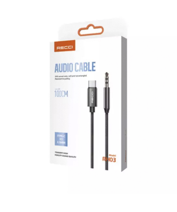 کابل مبدل صدا 3.5 میلیمتری به لایتنینگ رسی RECCI RH02 LIGHTNING TO 3.5 AUX AUDIO CABLE 1M