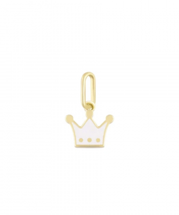 آویز تک تاج با میناکاری سفید درریس Doris کد P5286