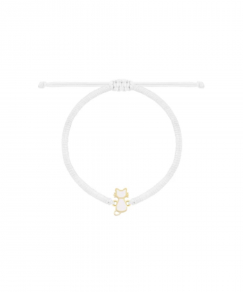 دستبند بافت سفید پیشوک با میناکاری سفید درریس Doris کد P5272