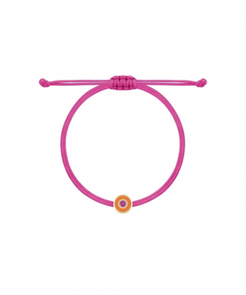 دستبند نخی سرخابی تابش سرخابی با میناکاری نارنجی نئونی درریس Doris کد P5104