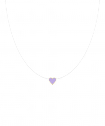 گردنبند نخ نامرئی قلبک سه بعدی با میناکاری یاسی درریس Doris کد P5108