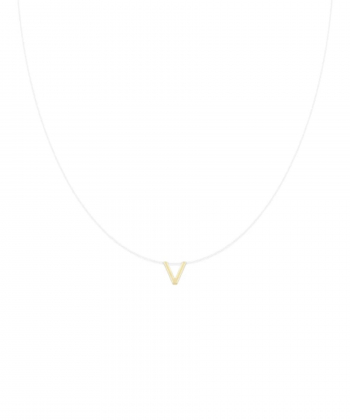 گردنبند نخ نامرئی حرف V درریس Doris کد P5136