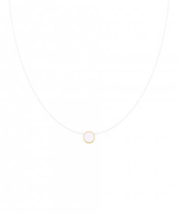 گردنبند نخ نامرئی دایره سه بعدی با میناکاری سفید درریس Doris کد P5111