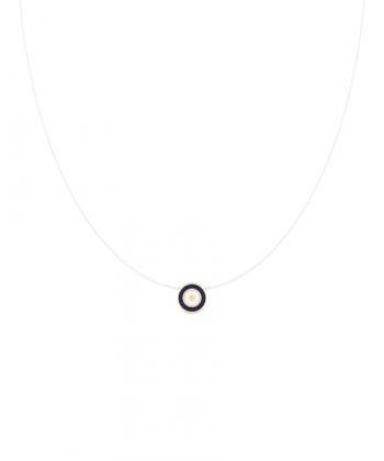 گردنبند نخ نامرئی دایره کورنلیا سه بعدی با میناکاری سرمه ای درریس Doris کد P5115