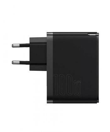 شارژر دیواری سوپر فست شارژ تایپ سی و یو اس بی 100 وات همراه با کابل بیسوس Baseus GaN5 Pro CCGP090201