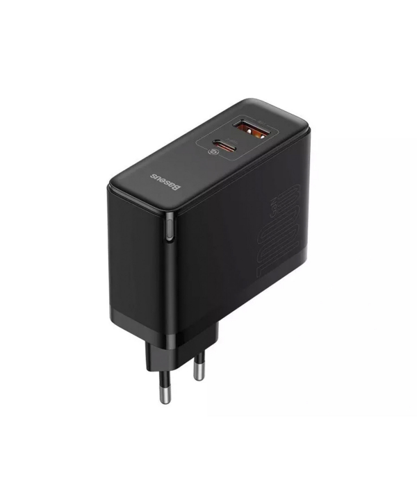 شارژر دیواری سوپر فست شارژ تایپ سی و یو اس بی 100 وات همراه با کابل بیسوس Baseus GaN5 Pro CCGP090201