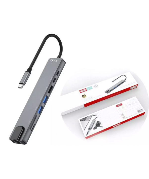 هاب تایپ سی 8 پورت ایکس او XO HUB003 USB-C Adapter 8 in 1 Type C input 80-0592