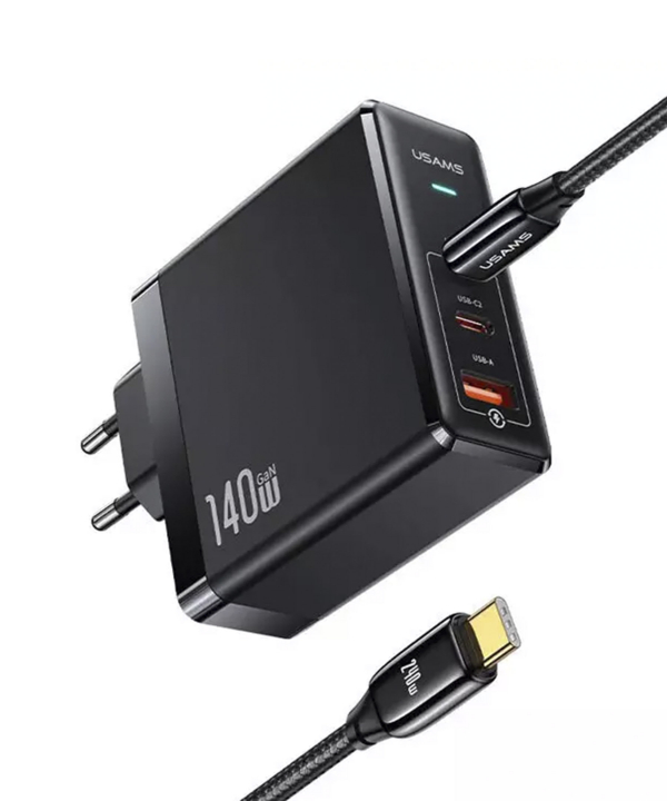 شارژر دیواری تایپ سی و یو اس بی یوسامز USAMS US-CC168 Fast Charger With Type-C Cable