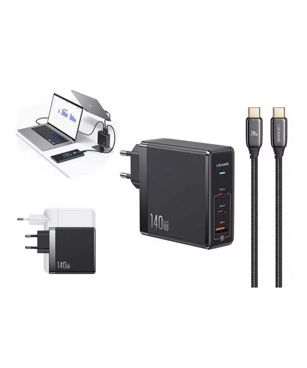 شارژر دیواری تایپ سی و یو اس بی یوسامز USAMS US-CC168 Fast Charger With Type-C Cable