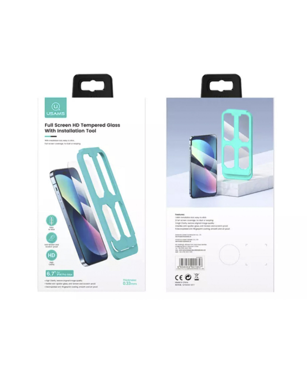 محافظ صفحه نمایش با ابزار نصب یوسامز USAMS Glass iPhone 13 Pro Max/14 Plus/BH805M01