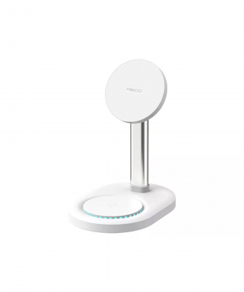 هولدر رومیزی و شارژر وایرلس دوکاره رسی Recci RCW-32 2-in-1 Wireless charger with holder