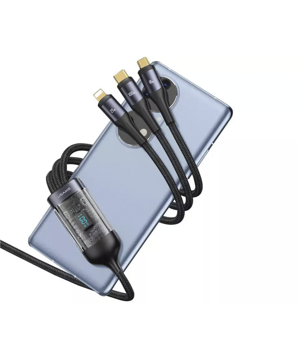 کابل شارژ سه سر تایپ سی به تایپ سی یوسامز Usams US-SJ600 U83 Fast Charging & Data Cable