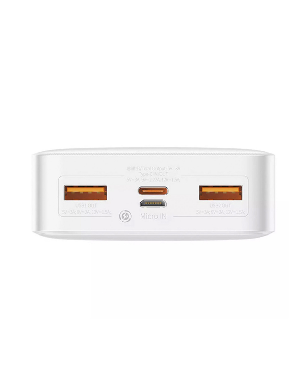 پاوربانک فست شارژ تایپ سی و یو اس بی 20 وات 20000 بیسوس با کابل میکرو یو اس بی 25 سانتی‌متری PPBD050302
