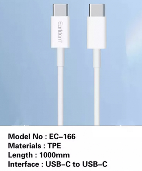 کابل شارژ سریع دوسر تایپ سی 60 وات یک متری ارلدام Earldom PD Charging Cable 1m 60W EC-166