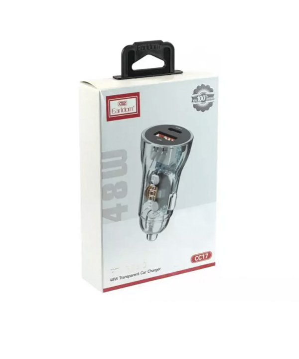 شارژر فندکی فست شارژ ماشین تایپ سی 48 وات طرح شفاف ارلدام ES-CC17