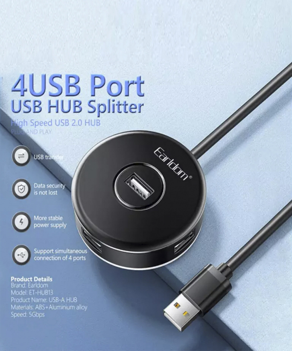 هاب یو اس بی 4 پورت ارلدامEARLDOM 4port HUB model ET-HUB13