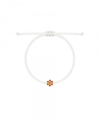 دستبند نخی سفید فلاور سه بعدی با نگین نارنجی درریس Doris کد P4927