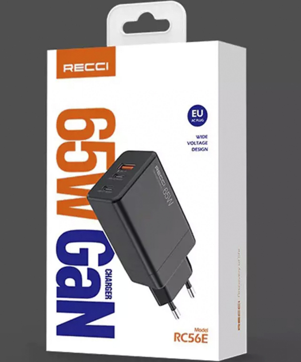 شارژر دیواری یو اس بی و تایپ سی 65 وات رسی RC56E