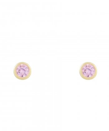 گوشواره میخی تک نگین صورتی درریس Doris کد P4900