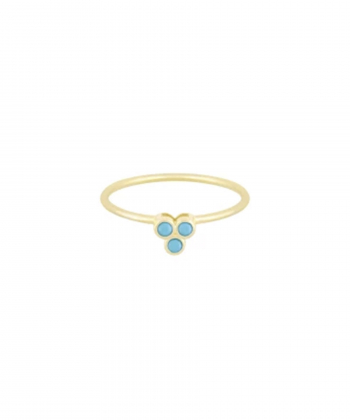 انگشتر پولاریس سه بعدی با نگین فیروزه ای و رینگ مفتولی درریس Doris کد P4966