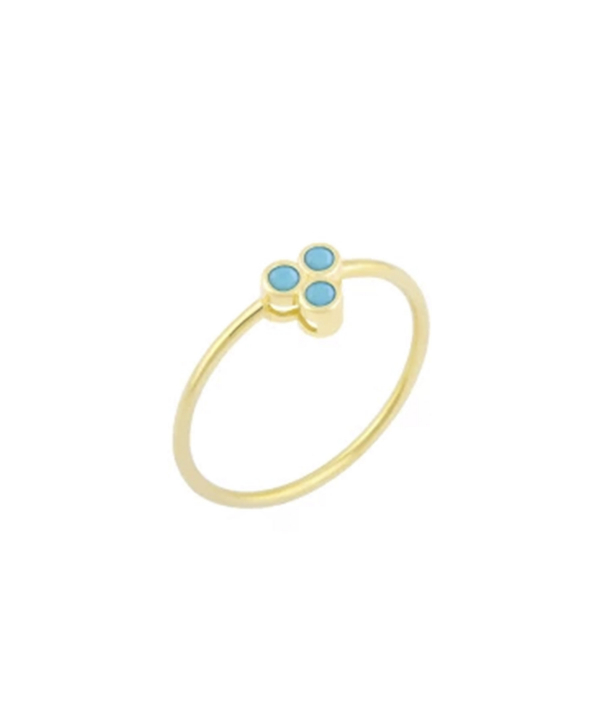 انگشتر پولاریس سه بعدی با نگین فیروزه ای و رینگ مفتولی درریس Doris کد P4966
