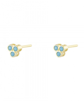 گوشواره میخی پولاریس سه بعدی با نگین فیروزه ای درریس Doris کد P4960