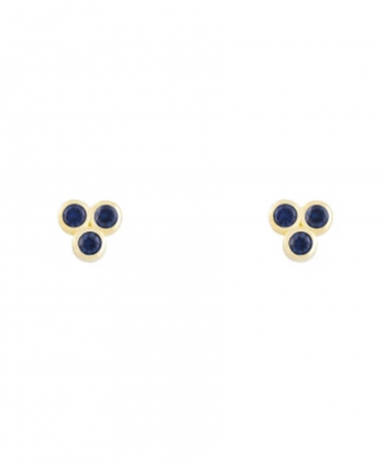 گوشواره میخی پولاریس سه بعدی با نگین سرمه ای درریس Doris کد P4959