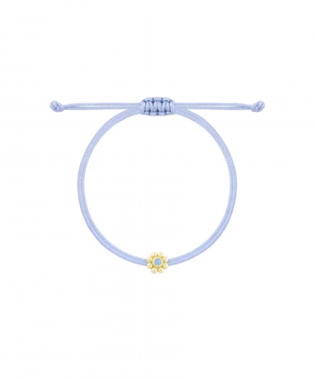 دستبند نخی نیلی گل سه بعدی وسط نگین آبی درریس Doris کد P4953