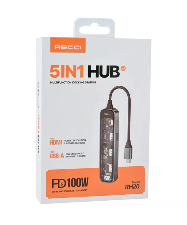 هاب تایپ سی 5 پورت رسی RH20