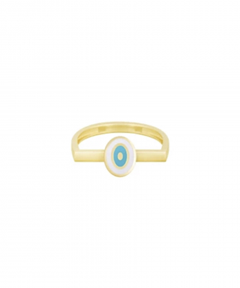 انگشتر کورنلیا بیضی با میناکاری آبی و رینگ نیم هلال درریس Doris کد P4065