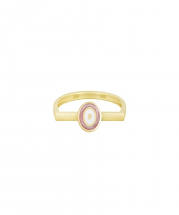 انگشتر کورنلیا بیضی با میناکاری مسی و رینگ نیم هلال درریس Doris کد P4064