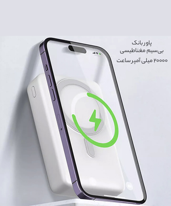 پاور بانک وایرلس مغناطیسی 15 وات 20000 تایپ سی و یو اس بی الدنیو PQ18