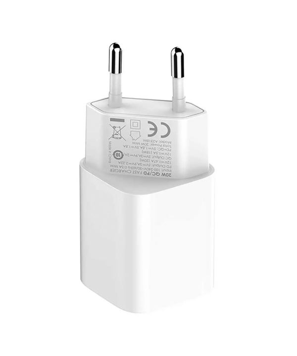شارژر دیواری تایپ سی و یو اس بی 20 وات با کابل تایپ سی به لایتنینگ الدنیو A2318M