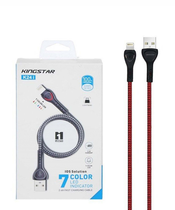 کابل تبدیل USB به لایتنینگ کینگ استار مدل K24i طول 1 متر