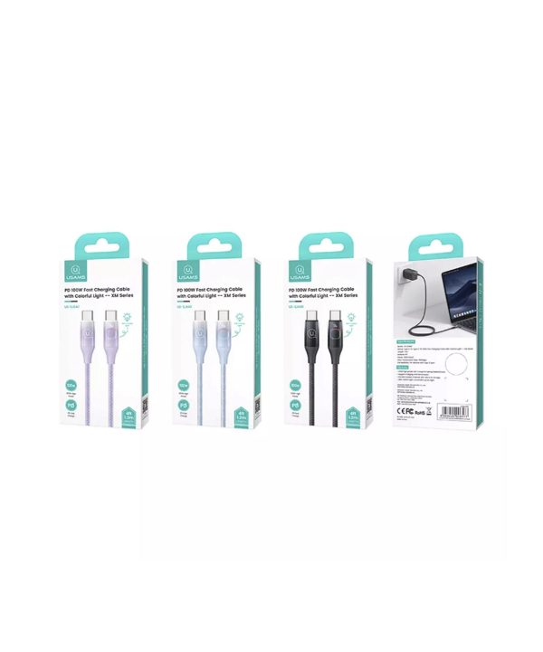کابل سوپر فست شارژ تایپ سی به تایپ سی 100 وات 1.2 متری یوسامز US-SJ640