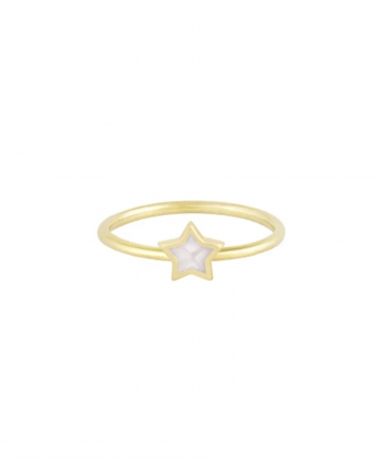 انگشتر ستاره با میناکاری سفید درخشان و رینگ مفتولی درریس Doris کد P3760