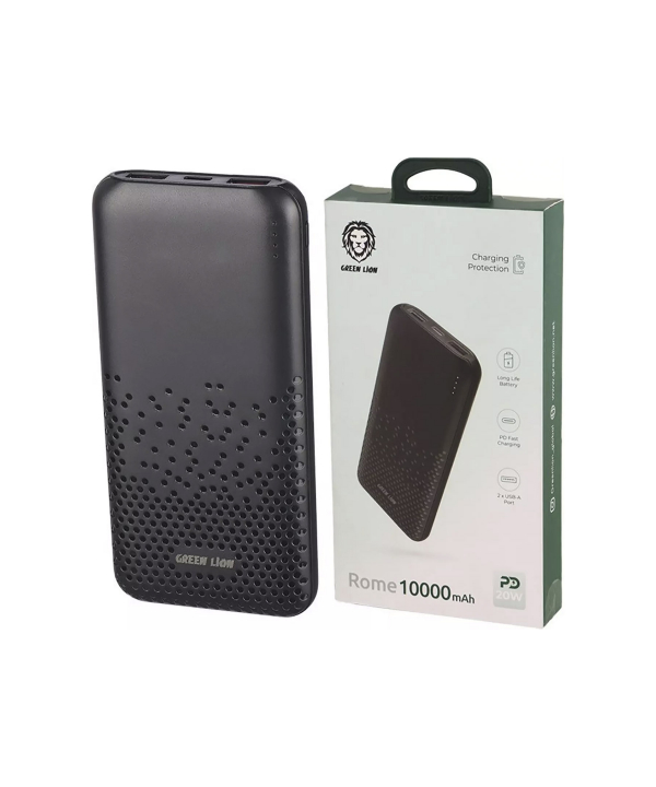 پاور بانک شارژ سریع 20 وات 10000 تایپ سی و یو اس بی گرین GNRME10KPD2BK