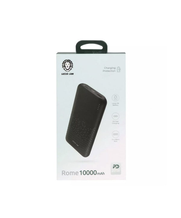 پاور بانک شارژ سریع 20 وات 10000 تایپ سی و یو اس بی گرین GNRME10KPD2BK