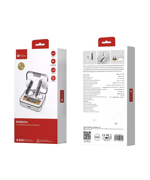هندزفری بلوتوثی 5.3 طرح شفاف پرووان PHB3214