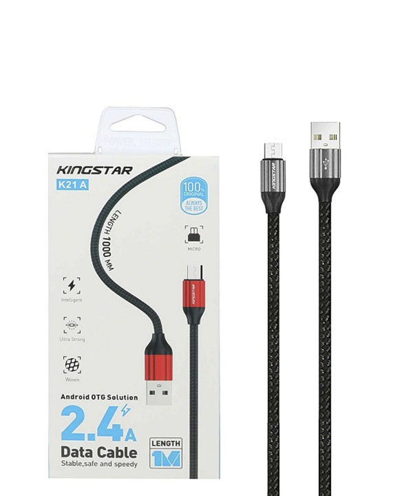 کابل تبدیل USB به microUSB کینگ استار مدل K21a طول 1 متر