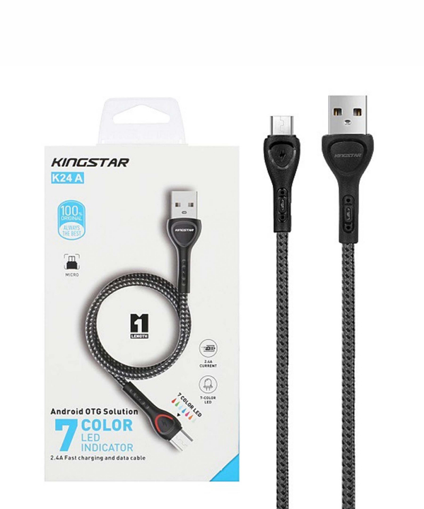 کابل تبدیل USB به microUSB کینگ استار مدل K24A طول 1 متر