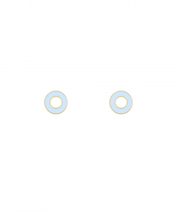 گوشواره لیندو دایره با میناکاری آبی آسمانی درریس Doris کد P3286