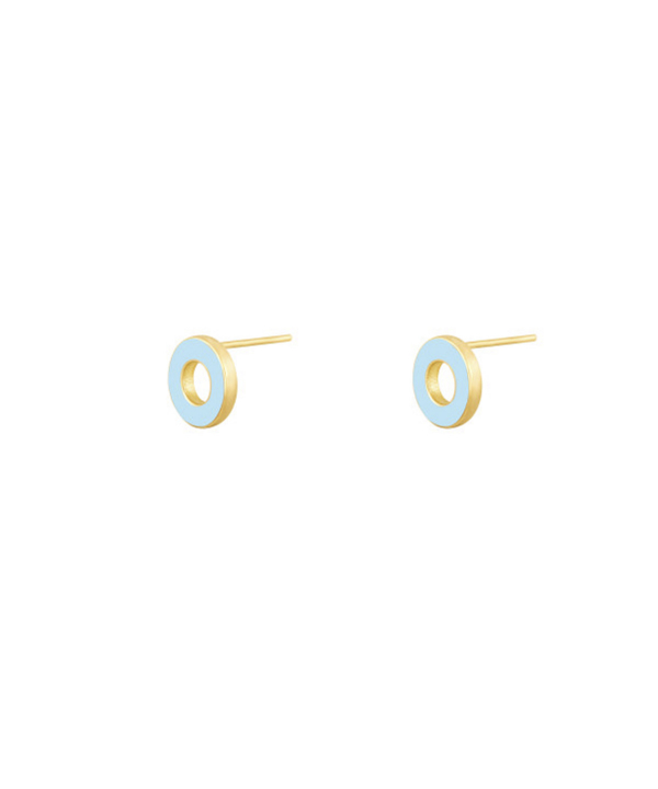 گوشواره لیندو دایره با میناکاری آبی آسمانی درریس Doris کد P3286