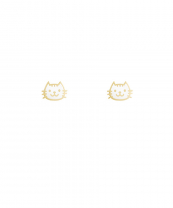 گوشواره میخی پیشی با میناکاری سفید درریس Doris کد P3296